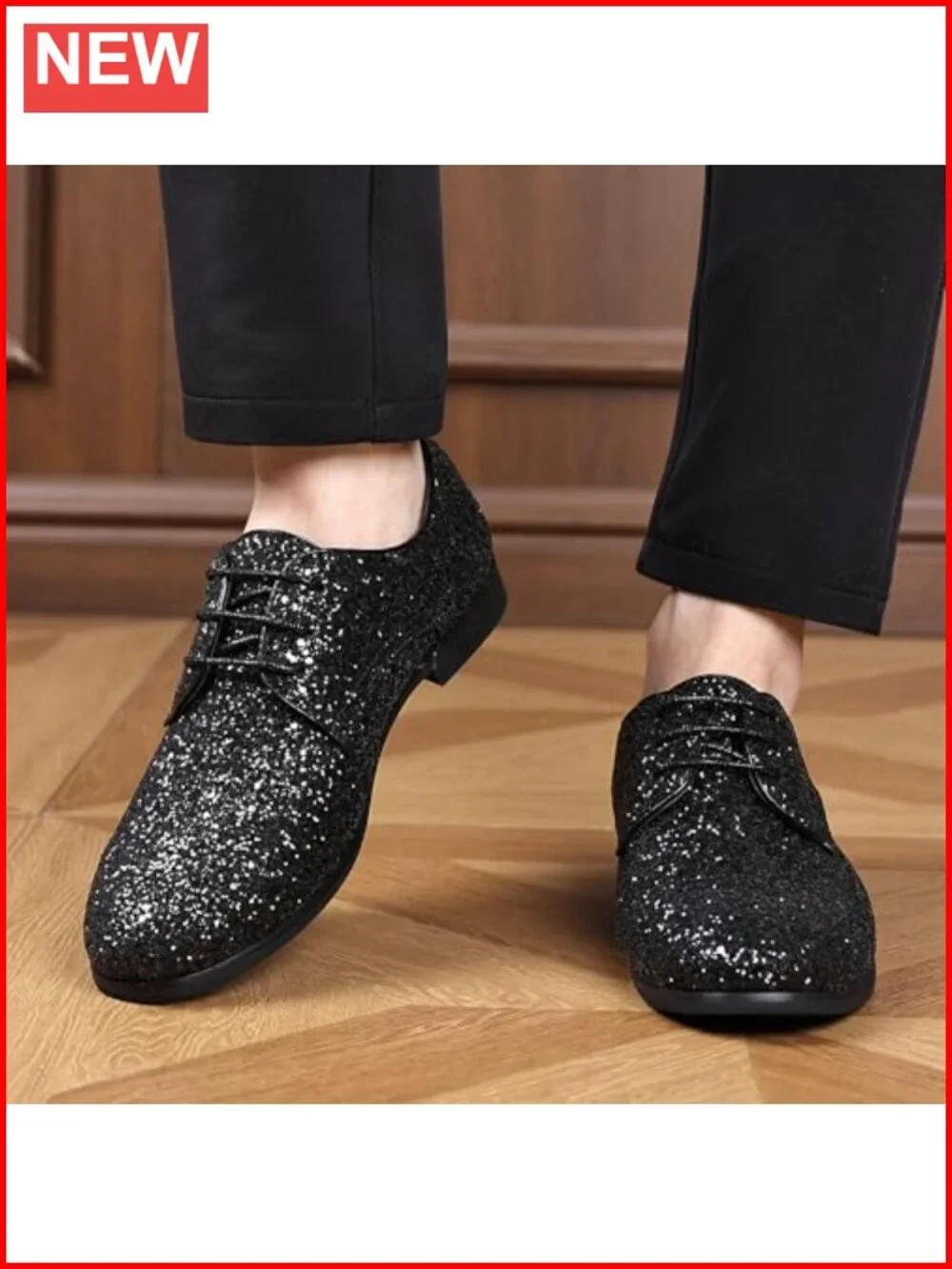 Men's Oxfords Lace Up Sequins Dress Shoes Metallic Glitter Tuxedo Party